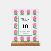 Roze Rozen Tafelnummer Acryl Bord (Voorkant)