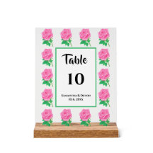 Roze Rozen Tafelnummer Acryl Bord
