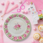 Roze Rozen Tea Party Papieren Borden Papieren Bordje (Feest)