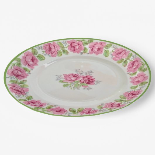 Roze Rozen Tea Party Papieren Borden Papieren Bordje (Gekanteld)
