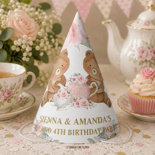 Roze Rozen Teddyberen Thee Feest Verjaardag Feesthoedjes