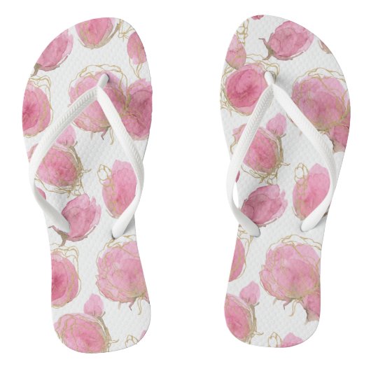 Roze rozen teenslippers (Voetbed)
