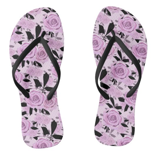 Roze rozen teenslippers (Voetbed)