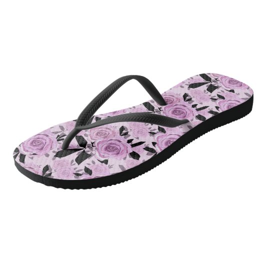 Roze rozen teenslippers (Schuin)