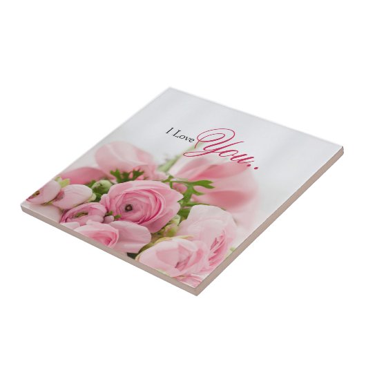 Roze rozen tegeltje (Zijkant)