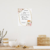 Roze Rozen Thee Bruiloft Feest Welkom Bord Poster (Keuken)