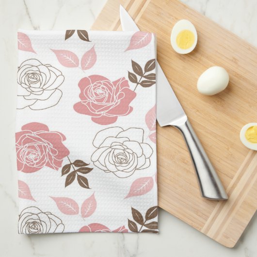 Roze rozen theedoek (Quarter Fold)