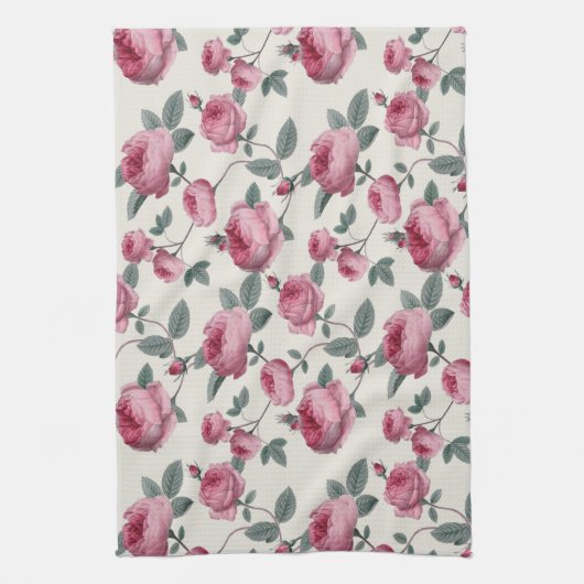 Roze rozen theedoek (Verticaal)