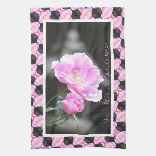 roze rozen theedoek (Verticaal)