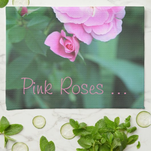  roze rozen theedoek (Gevouwen)