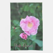  roze rozen theedoek (Verticaal)