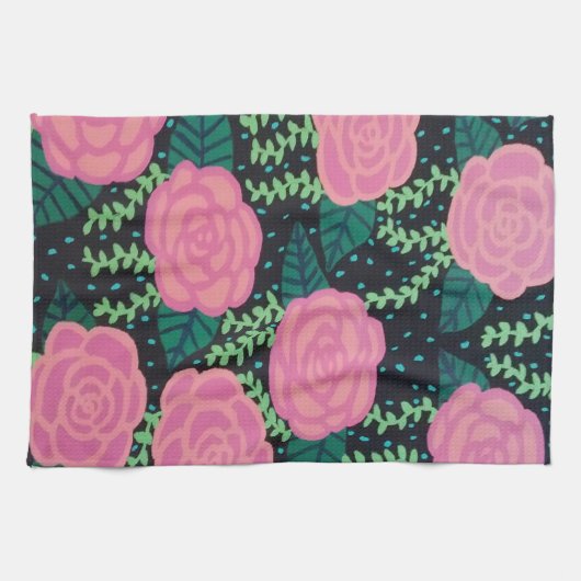 Roze Rozen  Theedoek (Horizontaal)