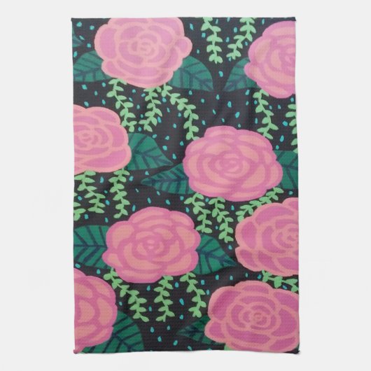 Roze Rozen  Theedoek (Verticaal)