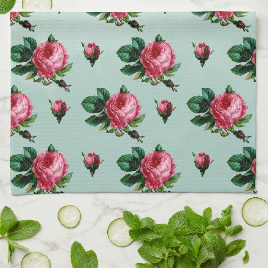 roze Rozen Theedoek (Gevouwen)