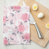 Roze rozen theedoek (Quarter Fold)