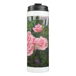 Roze rozen thermosbeker