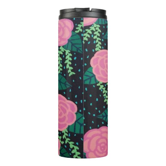 Roze Rozen Thermosbeker (Achterkant)