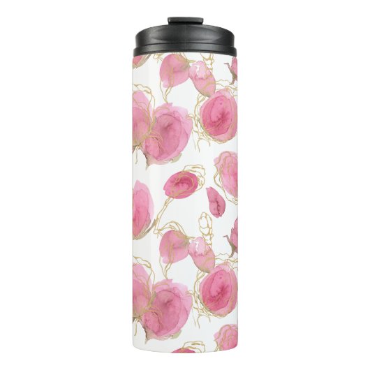 Roze rozen thermosbeker (Voorkant)
