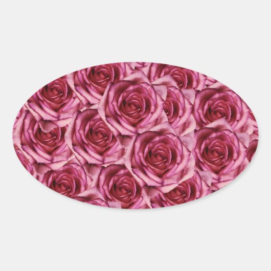 Roze rozen ticker ovale sticker (Voorkant)