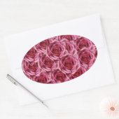 Roze rozen ticker ovale sticker (Envelop)