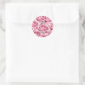 Roze rozen ticker ronde sticker (Tas)