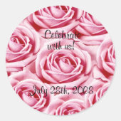 Roze rozen ticker ronde sticker (Voorkant)