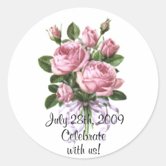 Roze rozen ticker ronde sticker