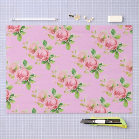 Roze  rozen tissuepapier (Craft)