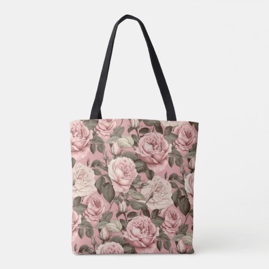 Roze Rozen Tote Bag (Achterkant)