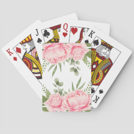 Roze rozen trendy waterverf bloemen speelkaarten