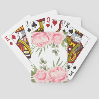 Roze rozen trendy waterverf bloemen speelkaarten