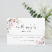 Roze Rozen Trouw RSVP Kaart (Staand voorkant)