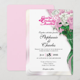 Roze Rozen Trouw Uitnodiging - Roze Letters 2