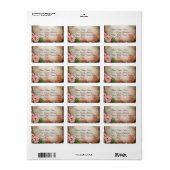  Roze Rozen Trouwadreslabel Etiket (Full Sheet)