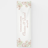 Roze Rozen Trouwbanner Spandoek (Verticaal)