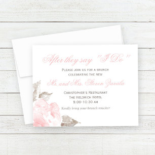 Roze Rozen Trouwbrunch in Vintage Stijl Kaart