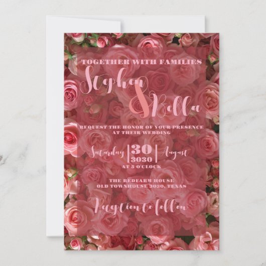 Roze Rozen Trouwen Zomer Floral Elegant Kaart (Voorkant)