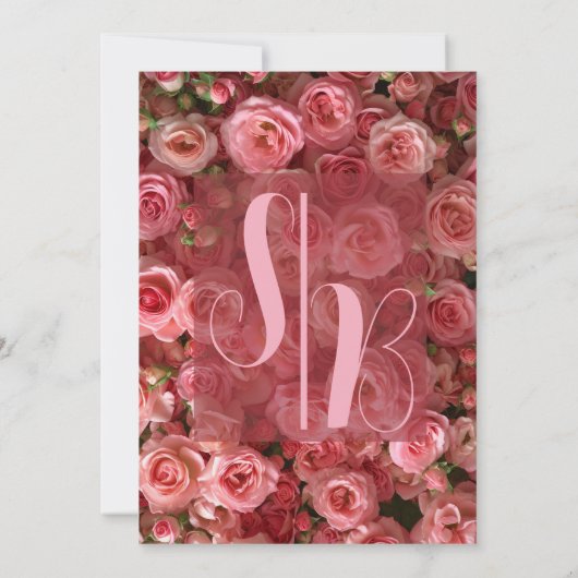 Roze Rozen Trouwen Zomer Floral Elegant Kaart (Achterkant)