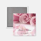 Roze Rozen Trouwherinnering Magneet (Voorkant / Achterkant)