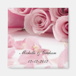 Roze Rozen Trouwherinnering Magneet