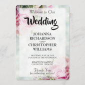 Roze Rozen Trouwprogramma Programmakaart (Voorkant)