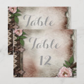 Roze Rozen Trouwtafel Nummer Kaart (Voorkant / Achterkant)