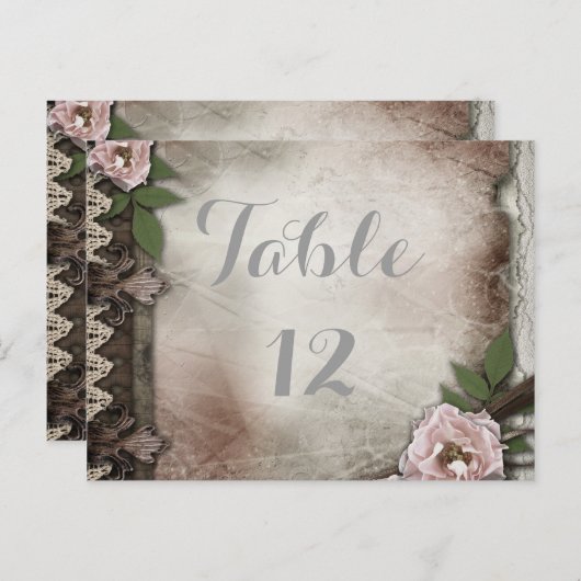 Roze Rozen Trouwtafel Nummer Kaart (Voorkant / Achterkant)