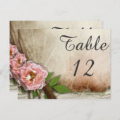 Roze Rozen Trouwtafel Nummer Kaart (Voorkant / Achterkant)