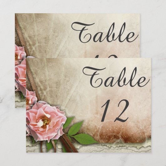 Roze Rozen Trouwtafel Nummer Kaart (Voorkant / Achterkant)