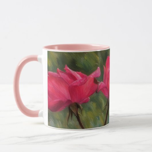 Roze Rozen Tuin Art  Flower Mok Cup (Links)