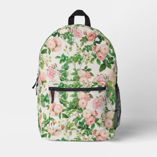 Roze Rozen Tuin Bedrukte Rugzak (Voorkant)