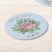 Roze Rozen Tuin Lente Bruiloft Ronde Kartonnen Onderzetter (Gebogen)