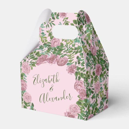 Roze Rozen Tuin Lente Huwelijk Bedankdoosjes (Voorkant Zijde)