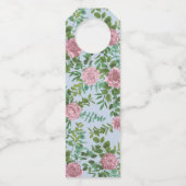 Roze Rozen Tuin Lente Huwelijk Flessenhanger (Achterkant)